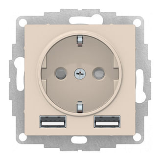 Розетка AtlasDesign с зарядкой USB A+A, механизм Бежевый Schneider Electric ATN000230