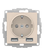 Розетка AtlasDesign с зарядкой USB A+A, механизм Бежевый Schneider Electric ATN000230
