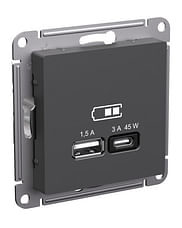 Розетка AtlasDesign USB A+C, механизм Базальт Schneider Electric ATN001429
