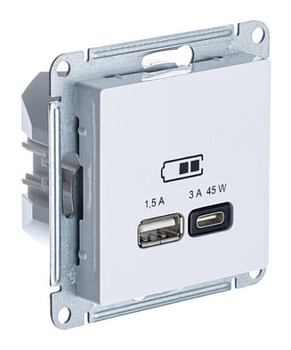 Розетка AtlasDesign USB A+C, механизм Лотос Schneider Electric ATN001329