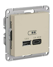 Розетка AtlasDesign USB A+C, механизм Песочный Schneider Electric ATN001229