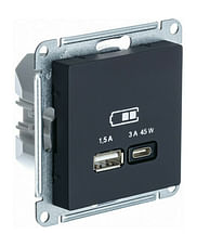 Розетка AtlasDesign USB A+C, механизм Карбон Schneider Electric ATN001029