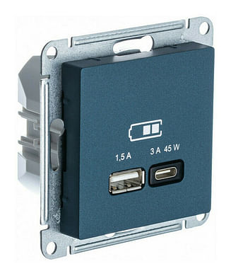 Розетка AtlasDesign USB A+C, механизм Изумруд Schneider Electric ATN000829