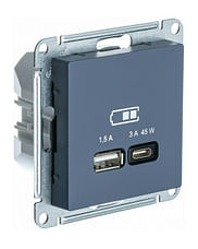 Розетка AtlasDesign USB A+C, механизм Грифель Schneider Electric ATN000729