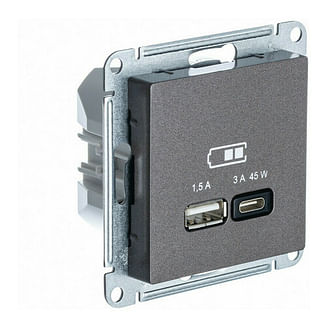 Розетка AtlasDesign USB A+C, механизм Мокко Schneider Electric ATN000629