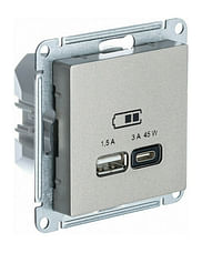 Розетка AtlasDesign USB A+C, механизм Шампань Schneider Electric ATN000529