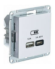Розетка AtlasDesign USB A+C, механизм Жемчуг Schneider Electric ATN000429