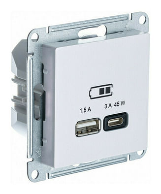 Розетка AtlasDesign USB A+C, механизм Жемчуг Schneider Electric ATN000429