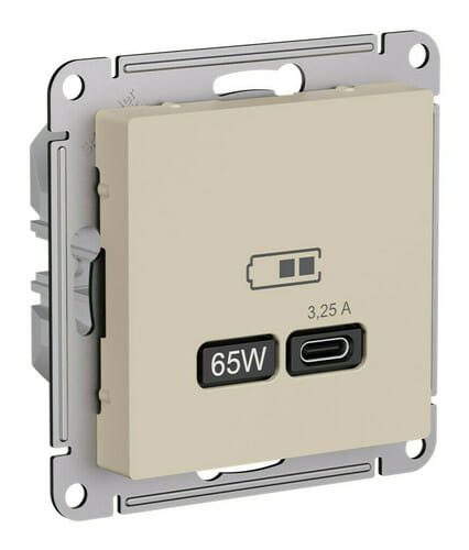 Розетка AtlasDesign USB C, механизм Песочный Schneider Electric ATN001227