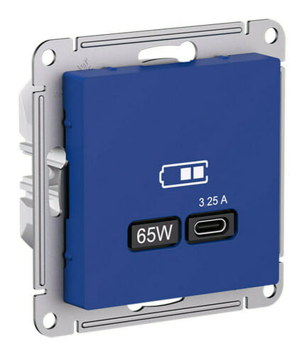 Розетка AtlasDesign USB C, механизм Аквамарин Schneider Electric ATN001127