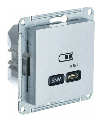 Розетка AtlasDesign USB C, механизм Алюминий Schneider Electric ATN000327