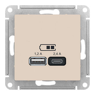 Розетка AtlasDesign USB A+C, механизм Бежевый Schneider Electric ATN000239
