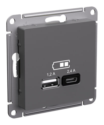 Розетка AtlasDesign USB A+C, механизм Базальт Schneider Electric ATN001439