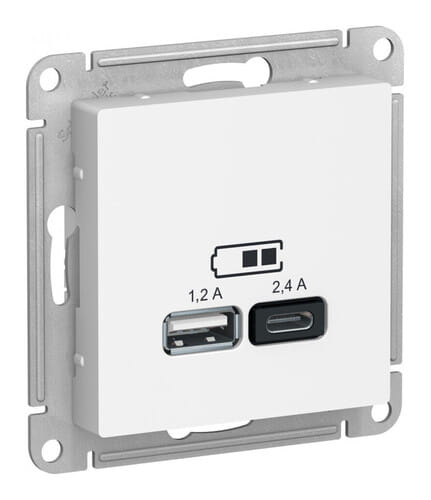 Розетка AtlasDesign USB A+C, механизм Лотос Schneider Electric ATN001339