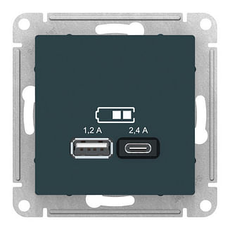 Розетка AtlasDesign USB A+C, механизм Изумруд Schneider Electric ATN000839