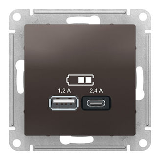 Розетка AtlasDesign USB A+C, механизм Мокко Schneider Electric ATN000639