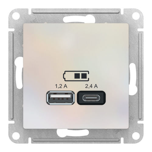 Розетка AtlasDesign USB A+C, механизм Жемчуг Schneider Electric ATN000439