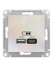 Розетка AtlasDesign USB A+C, механизм Жемчуг Schneider Electric ATN000439