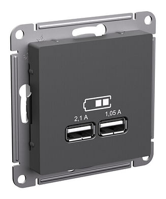 Розетка AtlasDesign USB A+A, механизм Базальт Schneider Electric ATN001433