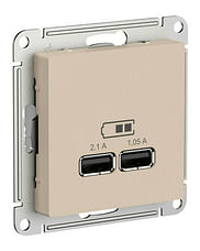 Розетка AtlasDesign USB A+A, механизм Песочный Schneider Electric ATN001233
