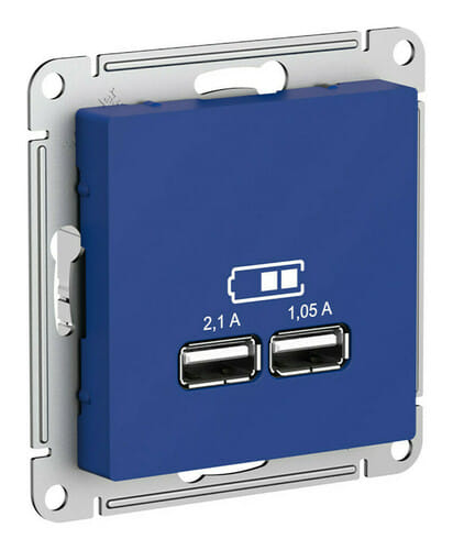 Розетка AtlasDesign USB A+A, механизм Аквамарин Schneider Electric ATN001133
