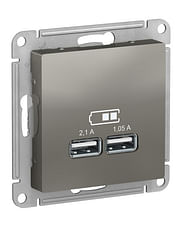 Розетка AtlasDesign USB A+A, механизм Сталь Schneider Electric ATN000933