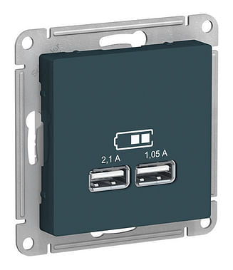 Розетка AtlasDesign USB A+A, механизм Изумруд Schneider Electric ATN000833