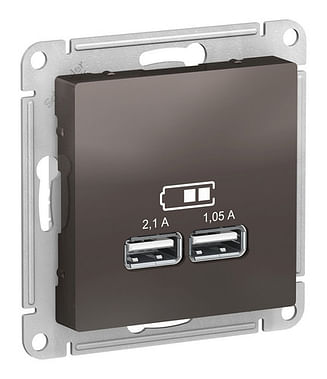 Розетка AtlasDesign USB A+A, механизм Мокко Schneider Electric ATN000633