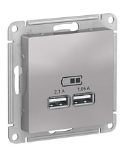 Розетка AtlasDesign USB A+A, механизм Алюминий Schneider Electric ATN000333