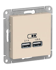 Розетка AtlasDesign USB A+A, механизм Бежевый Schneider Electric ATN000233