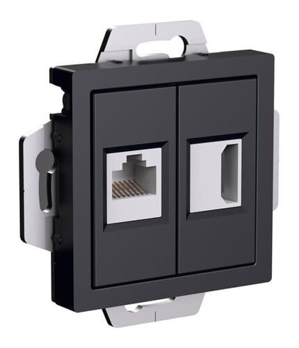 Розетка AtlasDesign HDMI+RJ45, механизм Карбон Schneider Electric ATN001082
