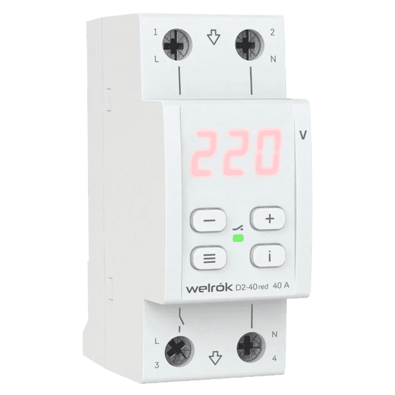 Реле напряжения с контролем тока 63A Welrok VI-RED