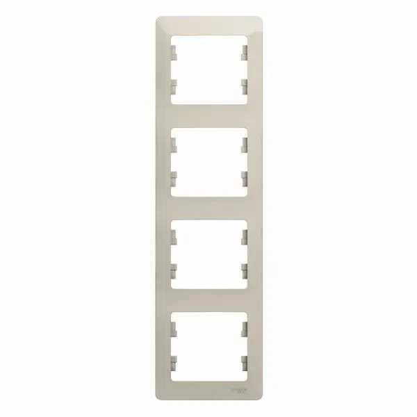 Рамка Glossa 4-постовая вертикальная Молочный Schneider Electric GSL000908