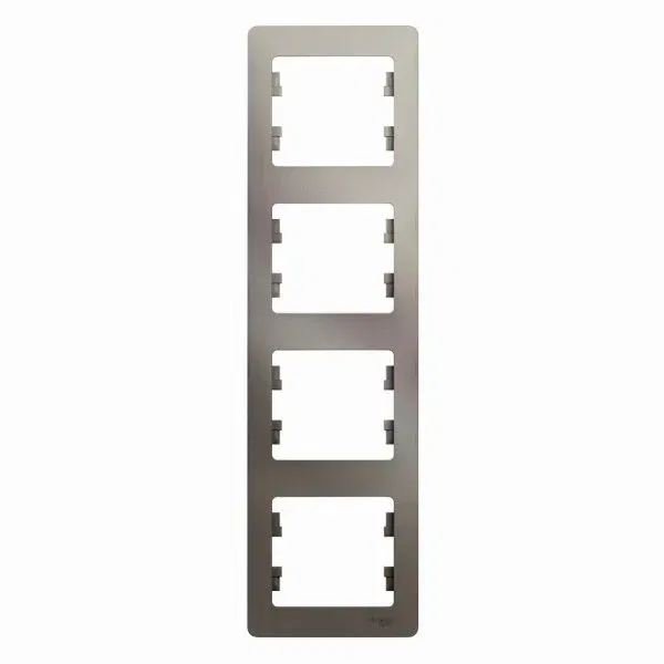 Рамка Glossa 4-постовая вертикальная Платина Schneider Electric GSL001208