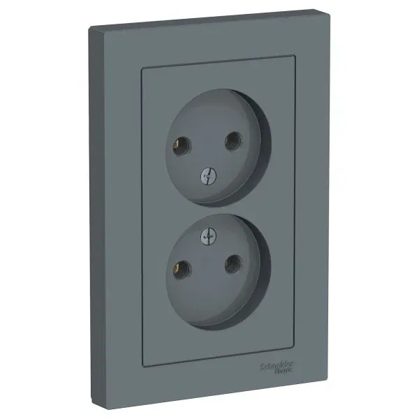 Розетка двойная AtlasDesign без заземления 16А в сборе Грифель Schneider Electric ATN000720