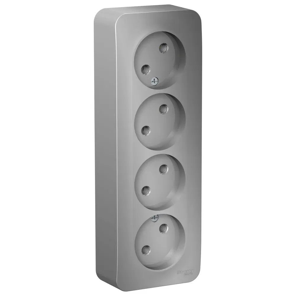 Blanca Розетка 4-ая без заземления без штор. ИЗОЛ.ПЛ.,16А, 250В, Алюминий Schneider Electric BLNRA000413