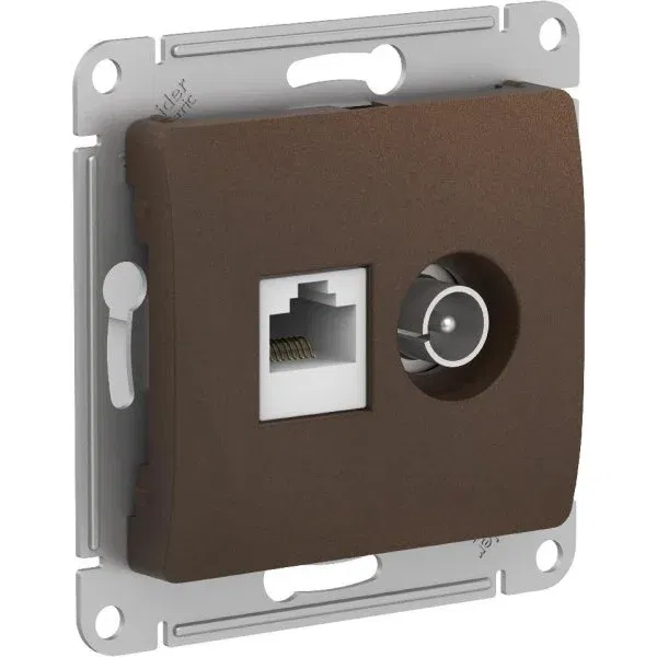 Розетка Glossa двойная TV+RJ45 механизм шоколад Schneider Electric GSL000889