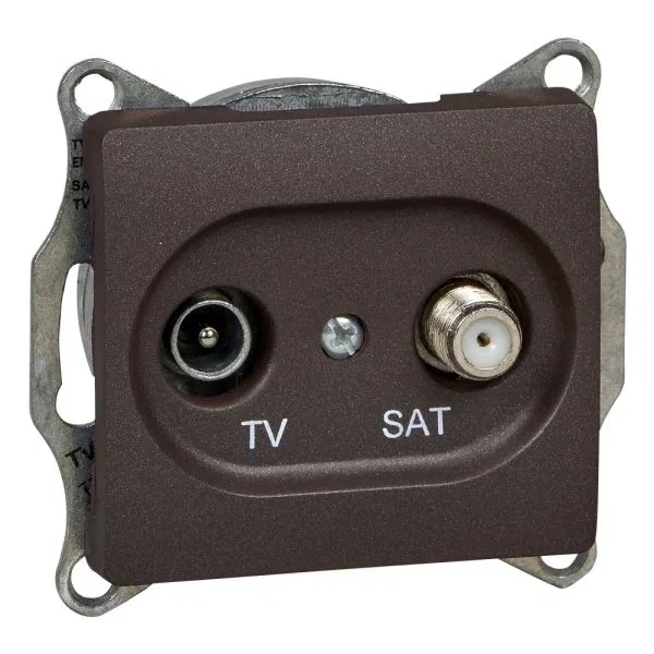 Glossa TV/SAT розетка оконечная 1dB, механизм шоколад Schneider Electric GSL000897