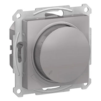 Светорегулятор AtlasDesign диммер поворотно-нажимной LED RC 315 Вт механизм алюминий Schneider Electric ATN000334