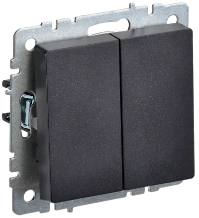 BRITE Выключатель 2-клавишный проходной черный IEK BR-V22-0-10-K02