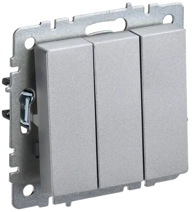BRITE Выключатель трехклавишный алюминий IEK BR-V30-0-10-K47
