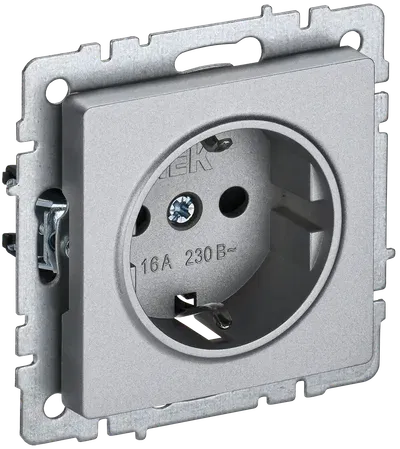 BRITE Розетка 1-местная с заземлением алюминий IEK BR-R11-16-K47