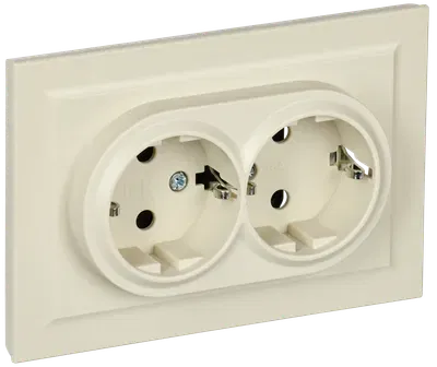BRITE Розетка 2-местная с заземлением без защитных шторок 16А в сборе бежевый IEK BR-R21-16-K10-F