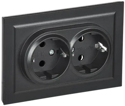 BRITE Розетка 2-местная с заземлением без защитных шторок 16А в сборе черный IEK BR-R21-16-K02-F