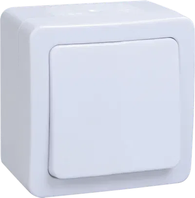 ГЕРМЕС PLUS Выключатель 1-клавишный для открытой установки проходной IP54 (цвет клавиши: белый) IEK EVMP12-K01-10-54-EC