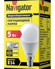 Лампа ЛЕД E14 5Вт шар мат.4К NLLB-P-G45-5-230-4K-E14 Navigator 82544 Navigator