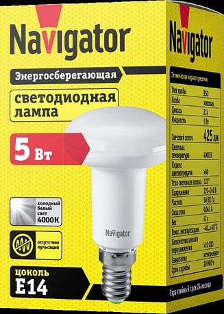 Лампа ЛЕД R50 5Вт 4К NLLB-R50-5-230-4K-E14 Navigator 82581 Navigator