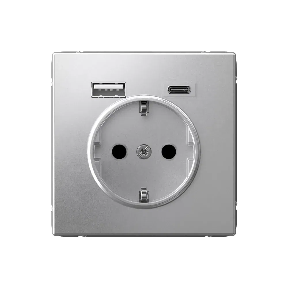 Розетка Artgallery 16А с 2 USB A+C, 5В/2,4А/3,0А, 2х5В/1,5А, механизм алюминий Schneider Electric GAL000332