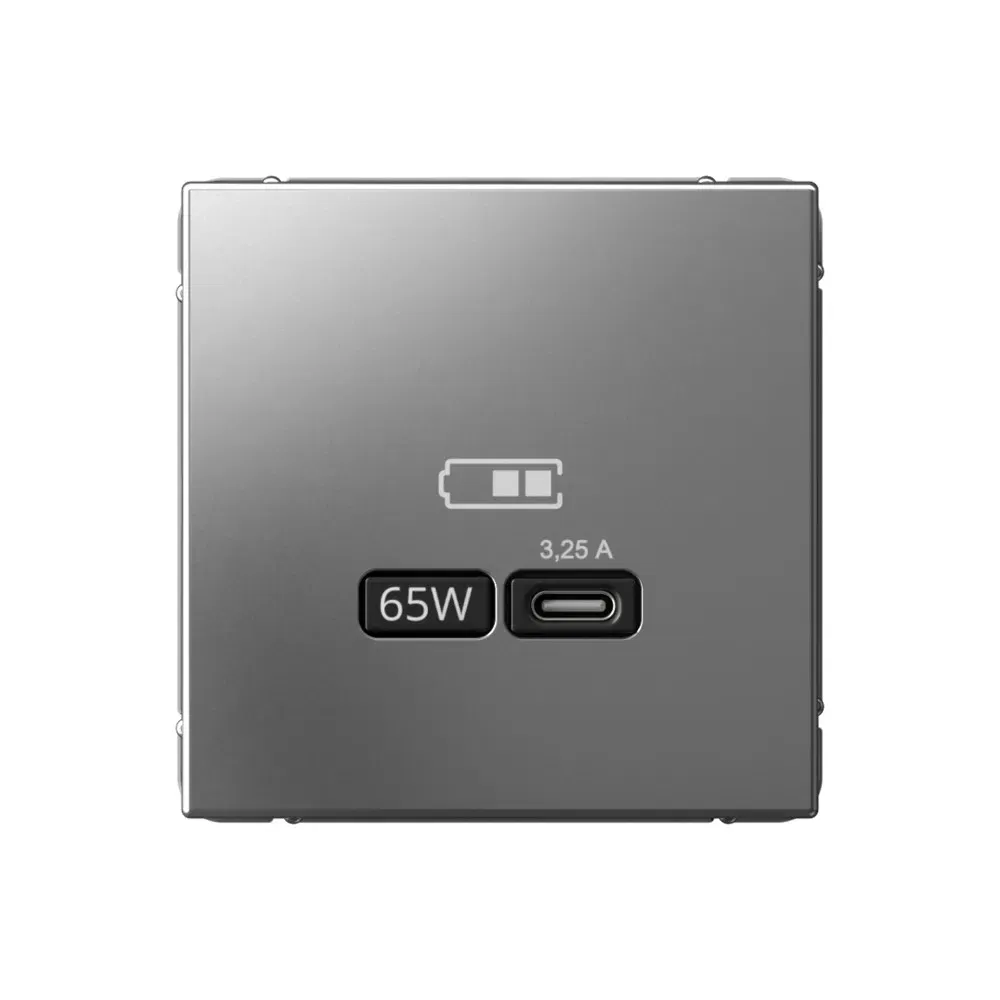Розетка USB C Artgallery 65Вт высокоскор.заряд. QC, PD, механизм сталь Schneider Electric GAL000927