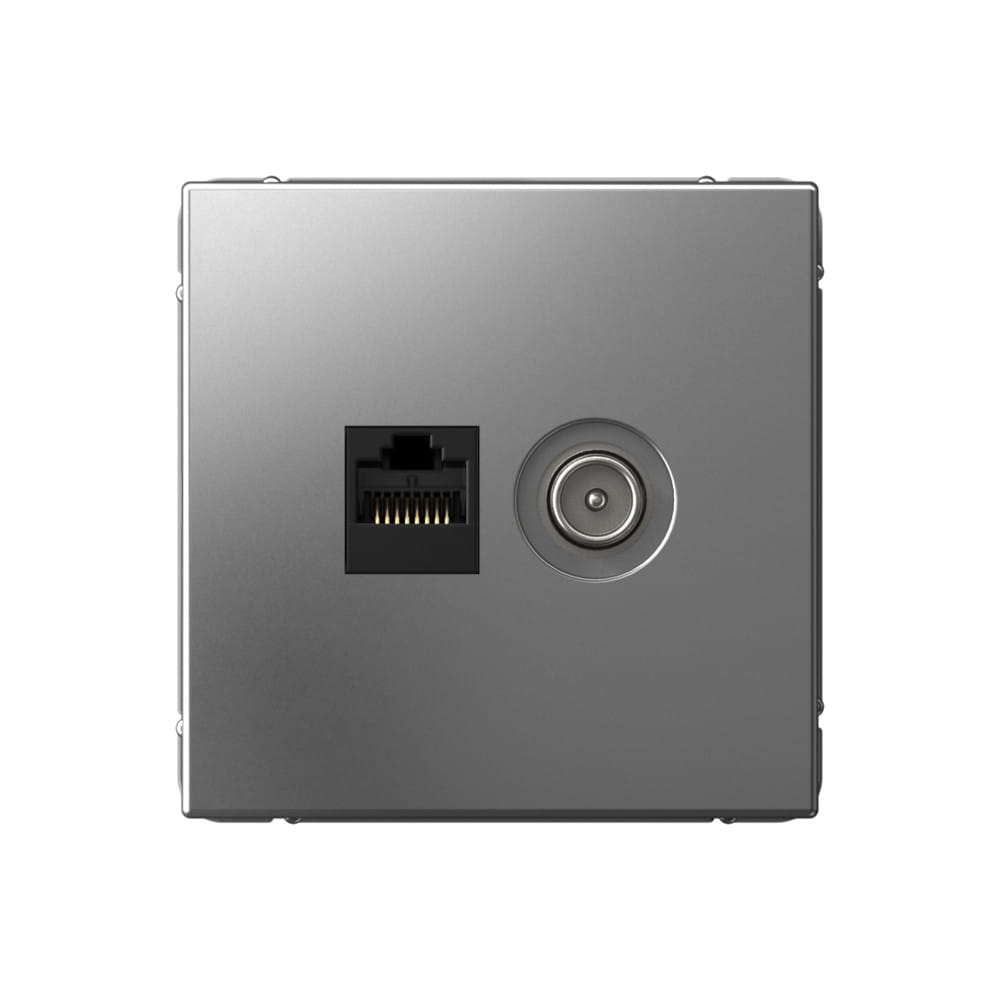 Розетка Artgallery двойная ТВ + компьютерная RJ45, кат. 5Е механизм сталь Schneider Electric GAL000989